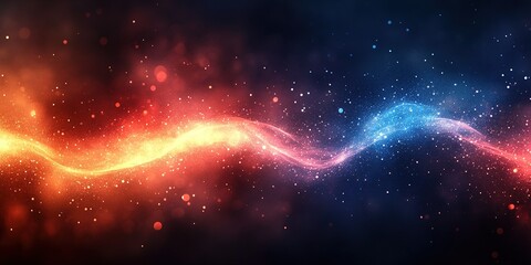 Obraz premium Cosmic strands of vibrant colors swirl together, creating celestial patterns against a dark background