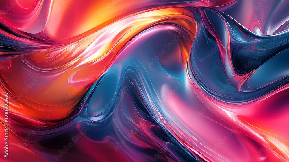 Poster radiant candy like abstract artwork featuring bold smooth forms with a vibrant color palette and gra