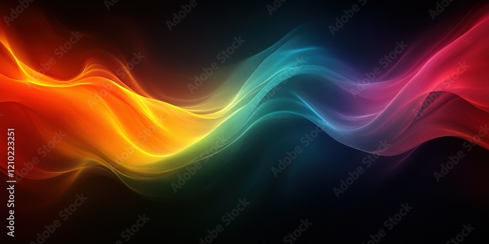 Poster colorful abstract waves blend harmoniously in a vibrant, dynamic display of light and movement in a 