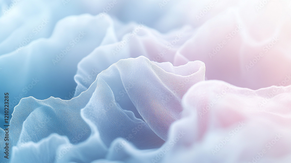 Poster soft waves of translucent fabric in pastel colors create an ethereal effect