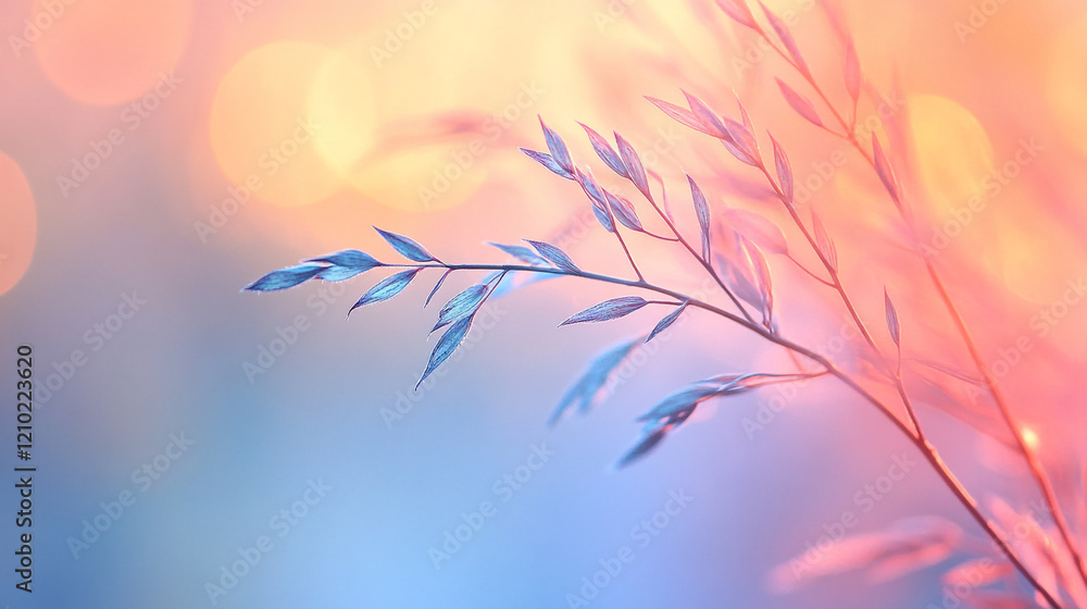 Poster vibrant leaves against a soft gradient background create a calming atmosphere