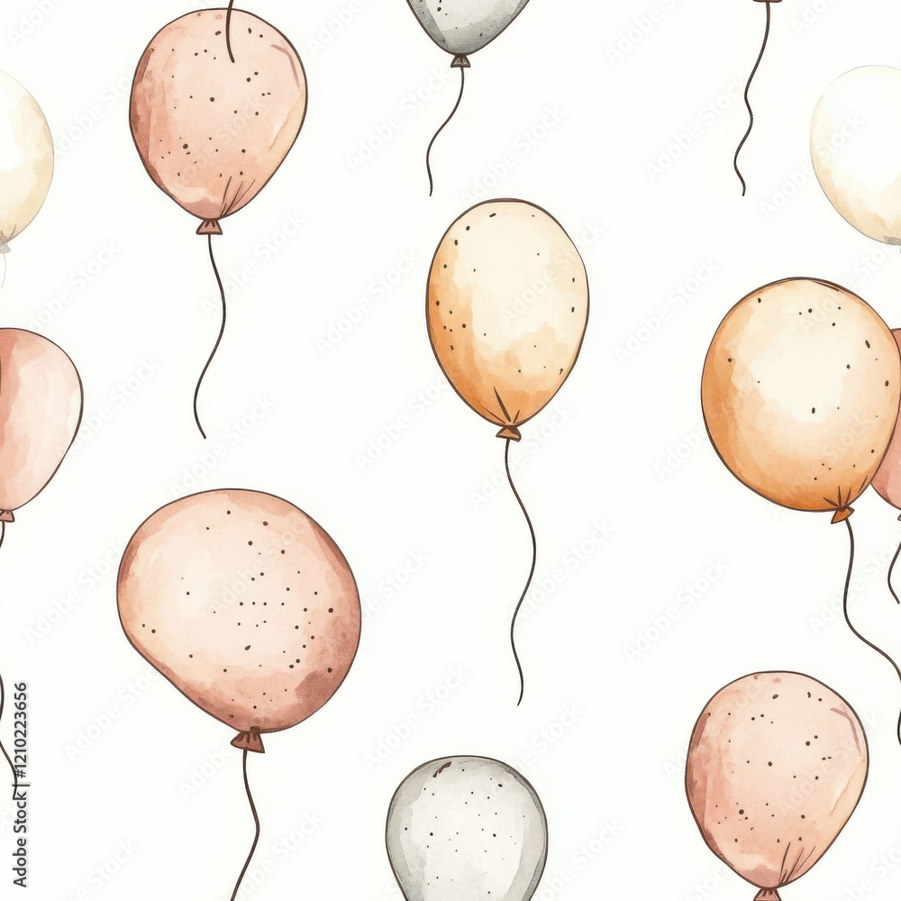 Aufkleber calming watercolor doodle of floating balloons in soft colors for a serene atmosphere