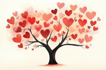 Obraz premium Heart filled tree in soft pastel tones. 