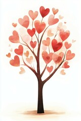 Fototapeta premium Heart filled tree in soft pastel tones. 