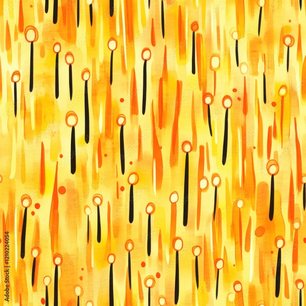 Poster doodle art with vibrant watercolor patterns showcasing playful lines and bold colors on a sunny back
