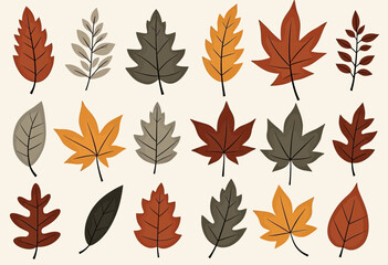 Fototapeta premium Seamless Minimalist Fall Leaves: Scandinavian Style Warm Pastel Pattern. Small, muted color leaves on isolate white, perfect for digital backgrounds, branding, and art prints.