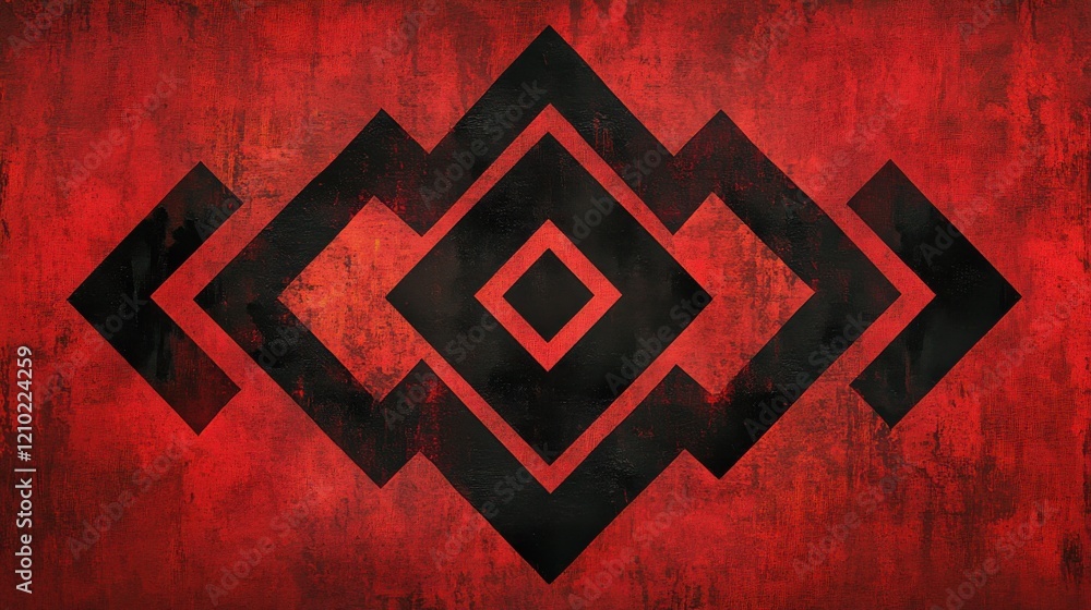 Poster Bold geometric design with striking red and black colors creating a dramatic visual experience in contemporary art