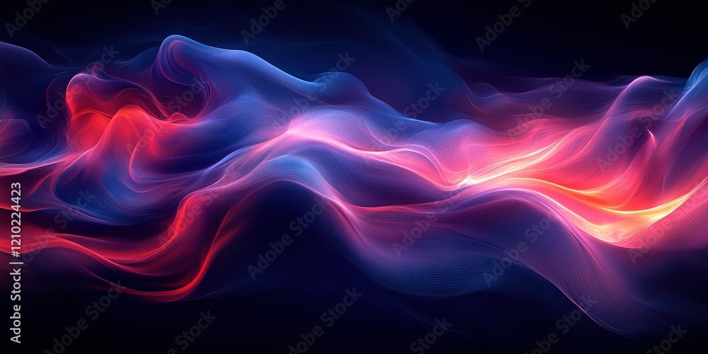 Poster vibrant abstract waves of color create a mesmerizing display of light and movement in a dark setting