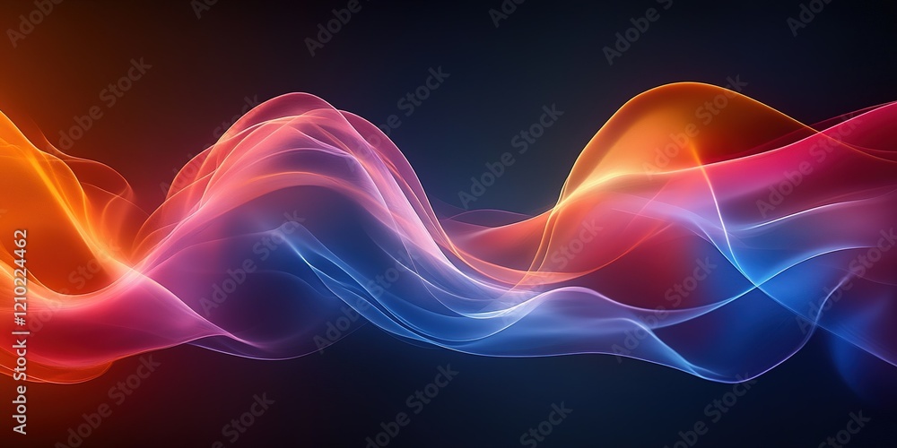 Aufkleber colorful abstract waves flow through darkness creating a serene visual experience in a digital artwo