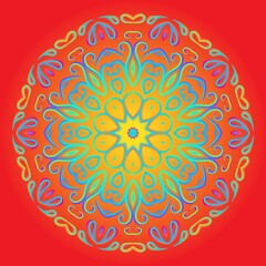 caleidoscope classic gradient flower art pattern of traditional tenun batik ethnic dayak ornament for wallpaper ads background sticker or clothing	