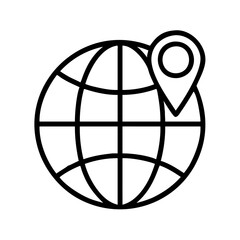 globe with pointer icon, globe with pointer line art - simple line art of globe with pointer, perfect for globe with pointer logos and icons