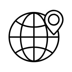 globe with pointer icon, globe with pointer line art - simple line art of globe with pointer, perfect for globe with pointer logos and icons