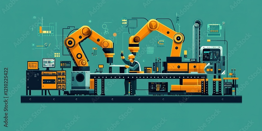 Aufkleber advanced robotics in a modern manufacturing facility showcasing automated assembly processes and inn