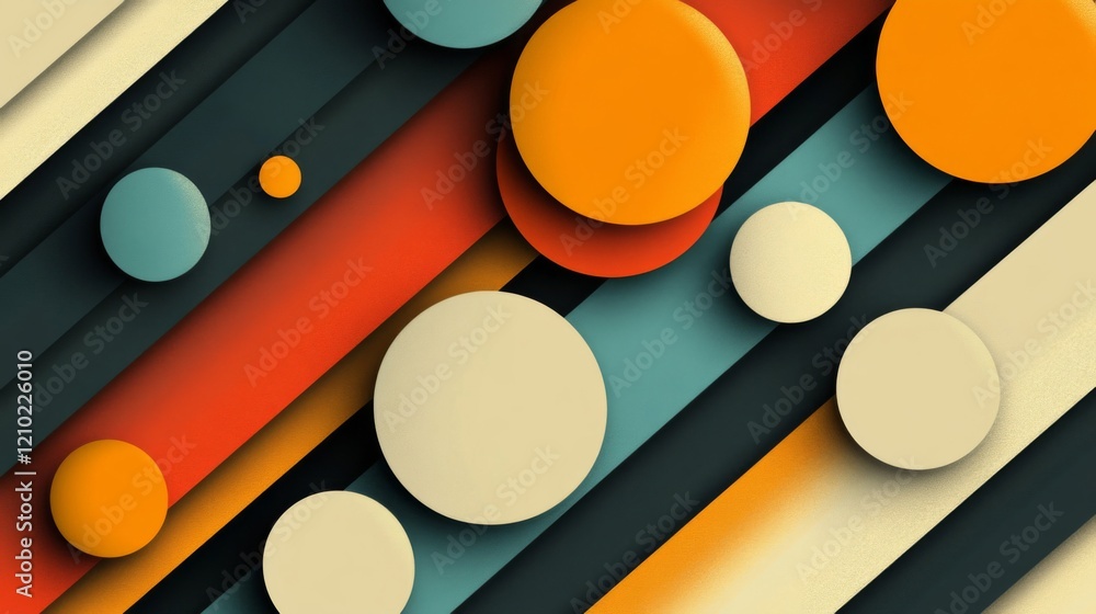 Poster abstract geometric pattern with colorful circles and stripes