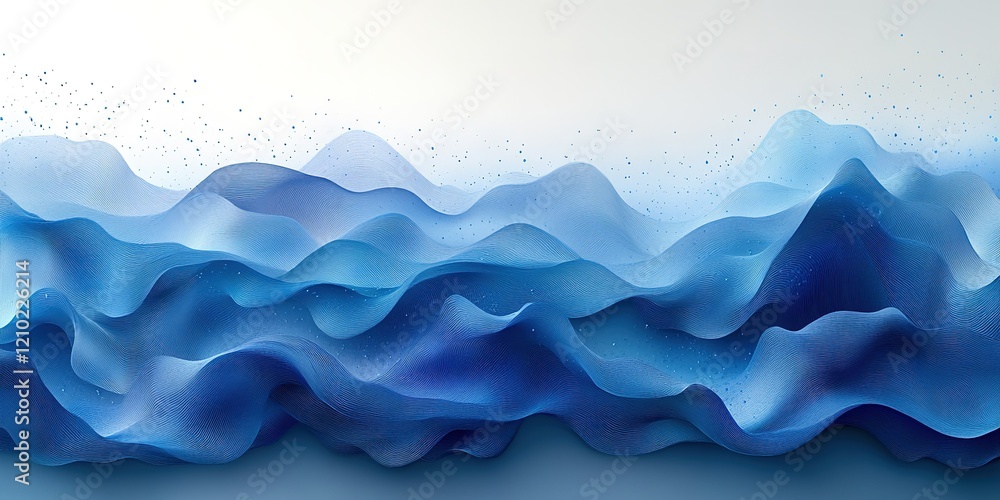 Poster abstract blue wave pattern showcasing undulating curves and texture against a light background