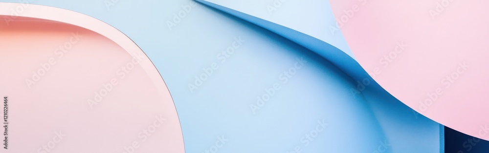 Poster blending soft pastel blue and pink arcs create a harmonious visual experience