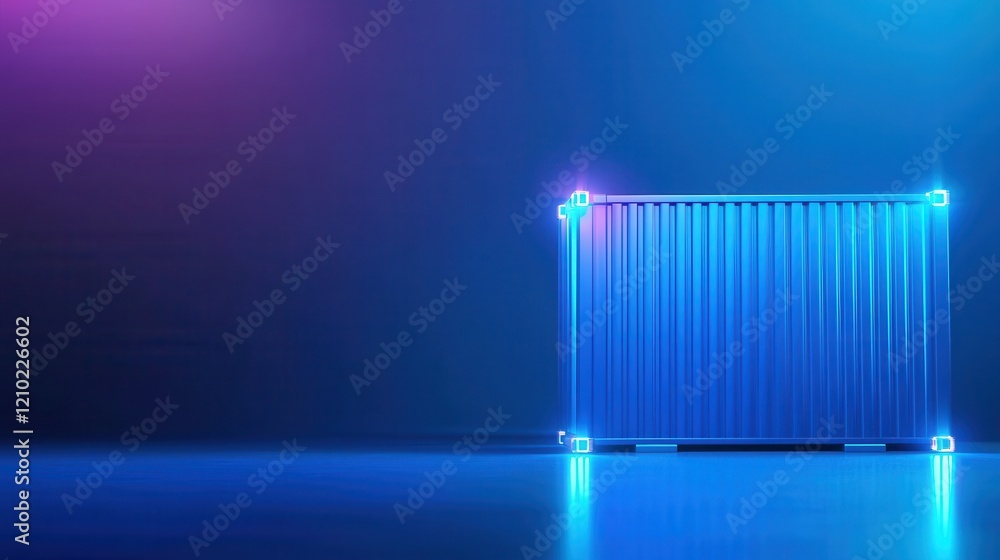 Poster smart cargo container with iot sensors for real-time tracking modern warehouse technology futuristic