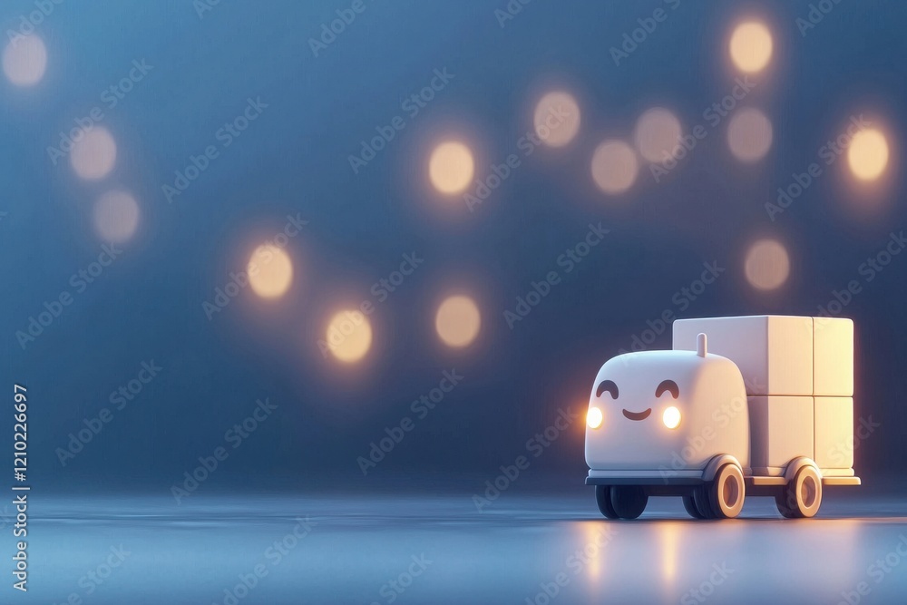 Poster autonomous cargo sorting delivery hub futuristic city 3d animation high-tech environment close-up vi