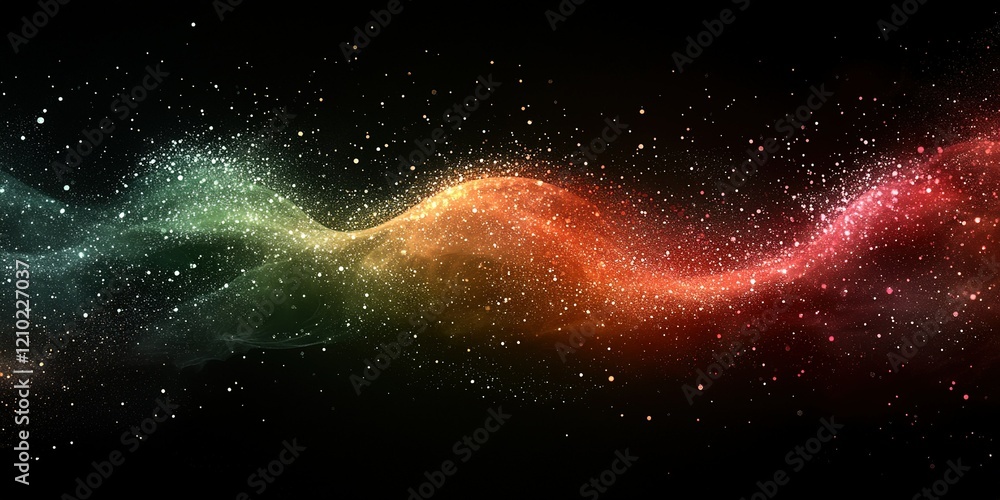 Aufkleber colorful cosmic wave pattern flowing across a dark background with sparkling particles