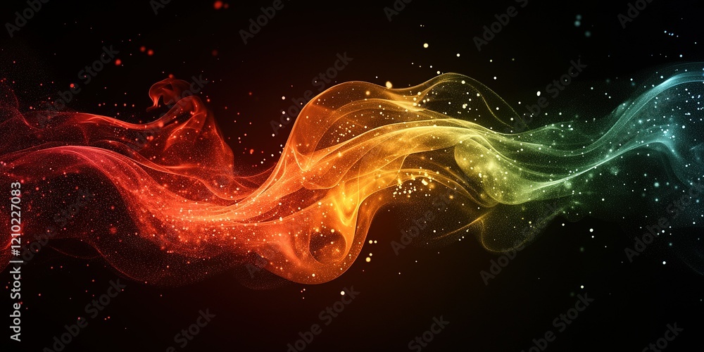 Poster colorful abstract waves of light flow through a dark background creating a vibrant visual effect