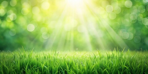 Obraz premium Vibrant Green Grass Illuminated by Bright Sunlight, a Serene Nature Scene Perfect for Spring or Summer Themes