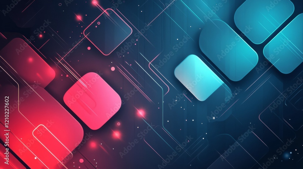 Poster abstract geometric background with glowing shapes and lines