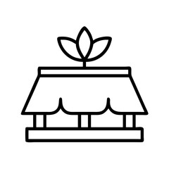 green roof icon, green roof line art - simple line art of green roof, perfect for green roof logos and icons