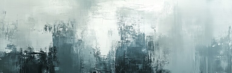 Elegant translucent strokes create a serene atmosphere in muted gray tones within an abstract composition