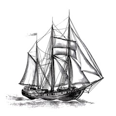 Vintage sailing ship illustration. (3)