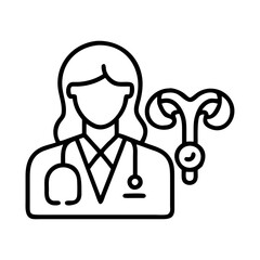 gynecologist icon, gynecologist line art - simple line art of gynecologist, perfect for gynecologist logos and icons