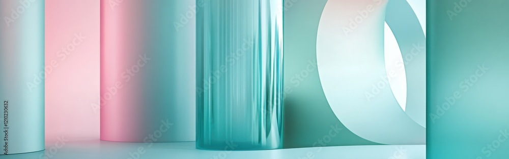 Aufkleber elegant pastel teal gradient composition showcasing a blend of colors and shapes in a minimalist set