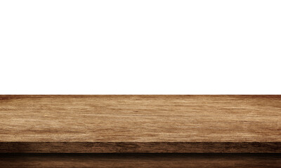 Empty top wood table isolated on white background used for display or montage your products