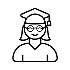 happy student icon, happy student line art - simple line art of happy student, perfect for happy student logos and icons