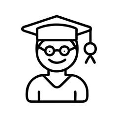 happy student icon, happy student line art - simple line art of happy student, perfect for happy student logos and icons