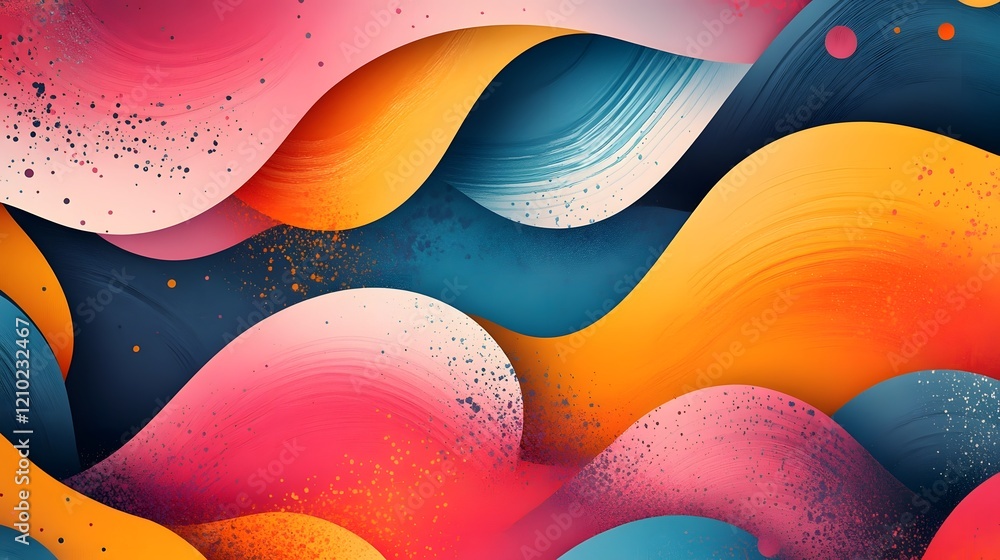 Poster visually striking abstract background with smooth flowing gradients bold geometric forms and whimsic