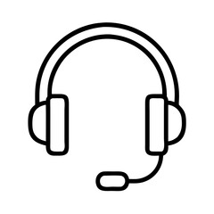 headphones with mic icon, headphones with mic line art - simple line art of headphones with mic, perfect for headphones with mic logos and icons