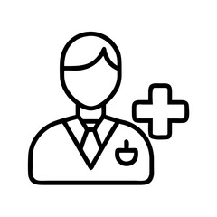 healthcare administrator icon, healthcare administrator line art - simple line art of healthcare administrator, perfect for healthcare administrator logos and icons