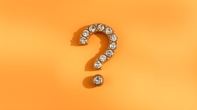 stock photo Natural earth tones question mark symbol on a soft orange background. Diffused lighting, subtle shadows. Elegant and refined aesthetic. 