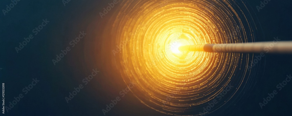 Poster a glowing orb of light radiates rippling circles, creating a mesmerizing effect against a dark backg