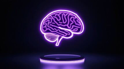A glowing purple brain sculpture, symbolizing creativity and mental exploration.