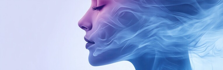 Fototapeta premium Pencil sketch of an abstract silhouette of a face with flowing lines and soft contours on a light background