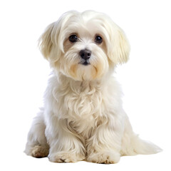 Maltese dog sitting isolated on transparent background  

