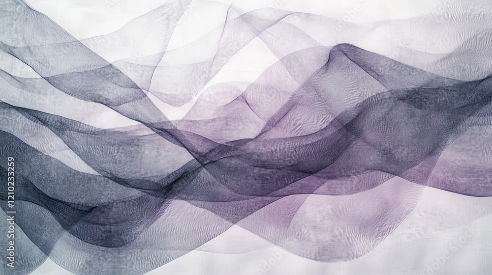 Poster Flowing abstract pencil strokes create translucent waves in a minimalist design with soft gradients and smooth textures