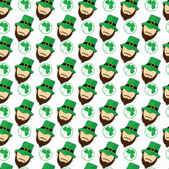 Seamless St. Patrick's Day Pattern Design with Hat and Leaf
