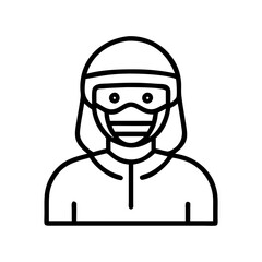 healthcare worker with ppe icon, healthcare worker with ppe line art - simple line art of healthcare worker with ppe, perfect for healthcare worker with ppe logos and icons
