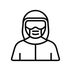 healthcare worker with ppe icon, healthcare worker with ppe line art - simple line art of healthcare worker with ppe, perfect for healthcare worker with ppe logos and icons