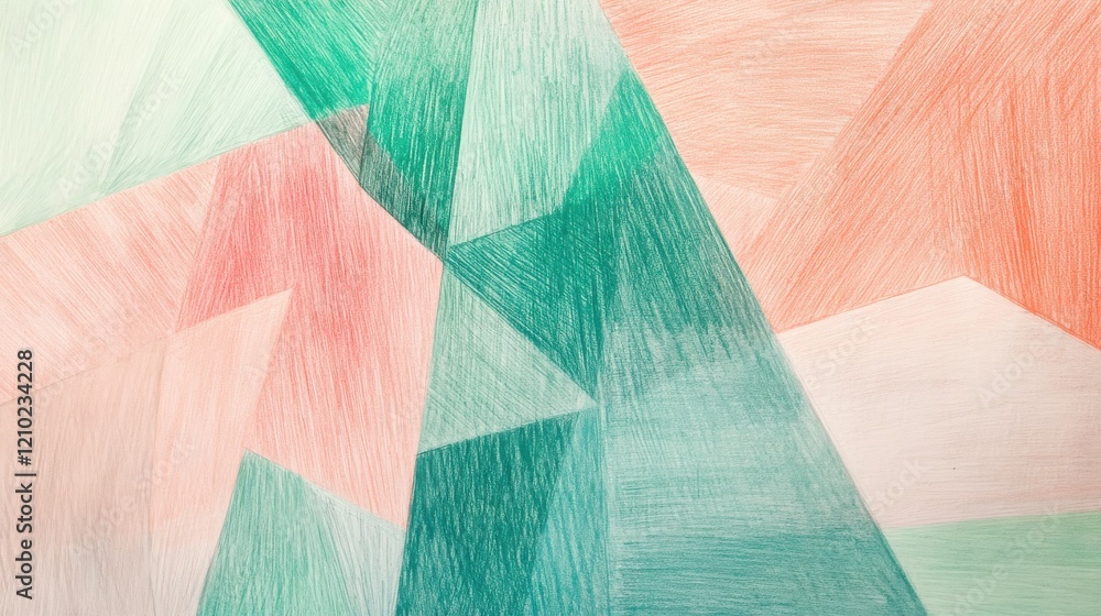 Aufkleber abstract pencil strokes create a vibrant composition with large geometric shapes in pastel colors