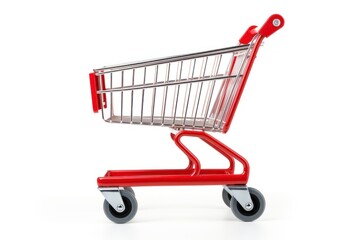 Shopping cart red white background consumerism