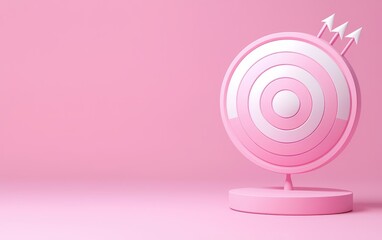 Obraz premium A pink target with arrows, symbolizing goals, success, and achievement in business.