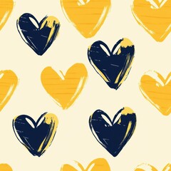 Valentine day hearts seamless pattern background offset, repeating pattern, colorful heart doodles line art, illustration, vintage and modern style floral botanical wallpaper, for print on demand 